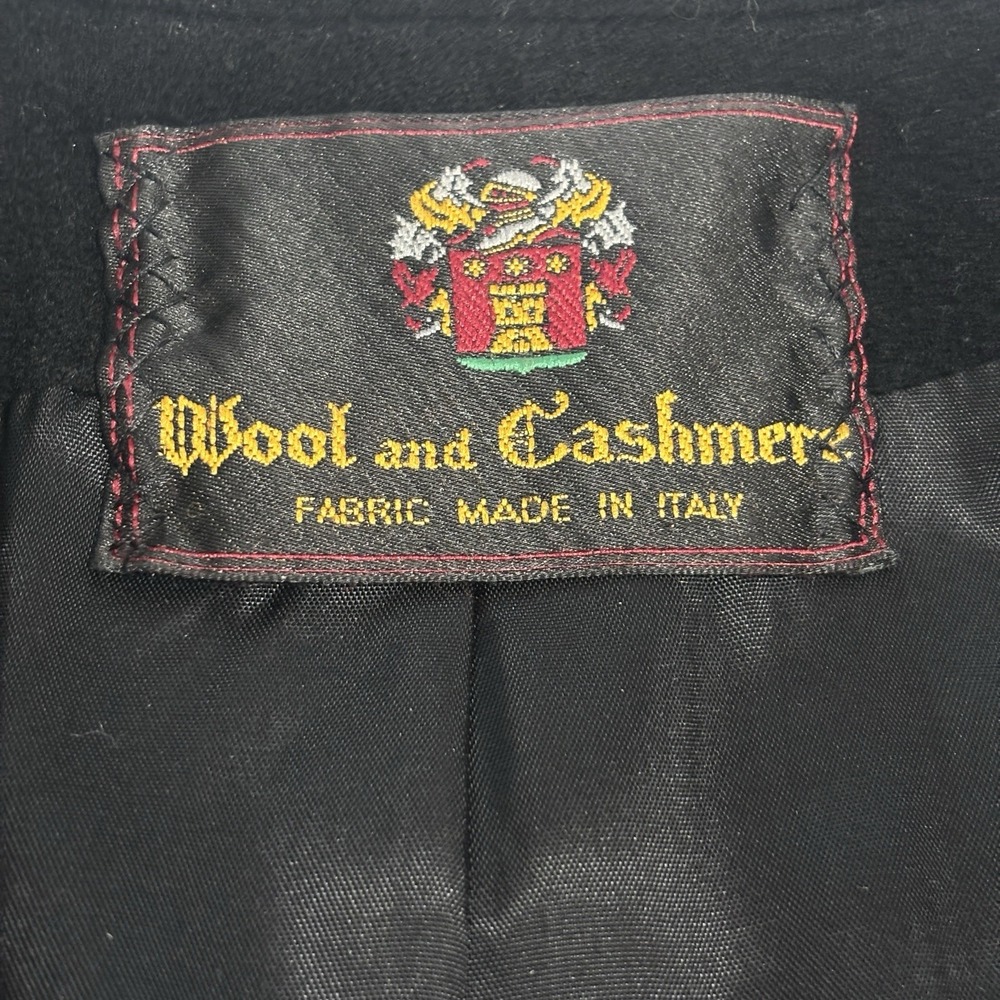 Vintage Wool and Cashmere One-Button Women's Blazer Black Sz Large - Picture 9 of 10